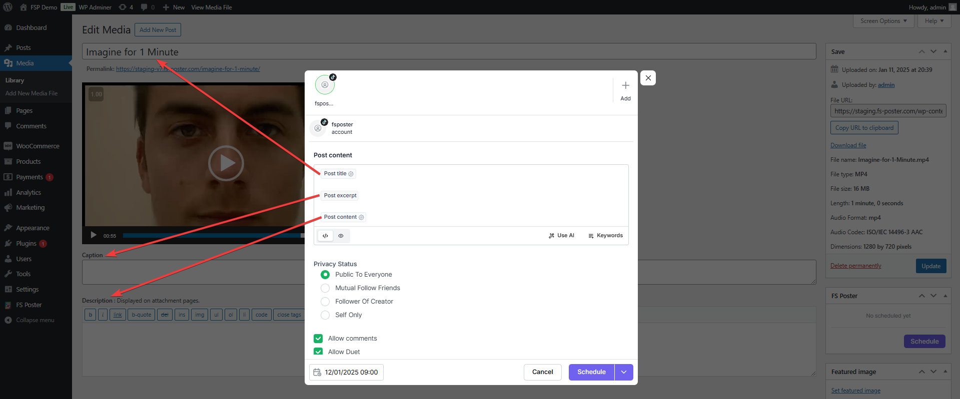 share media from WordPress to social networks